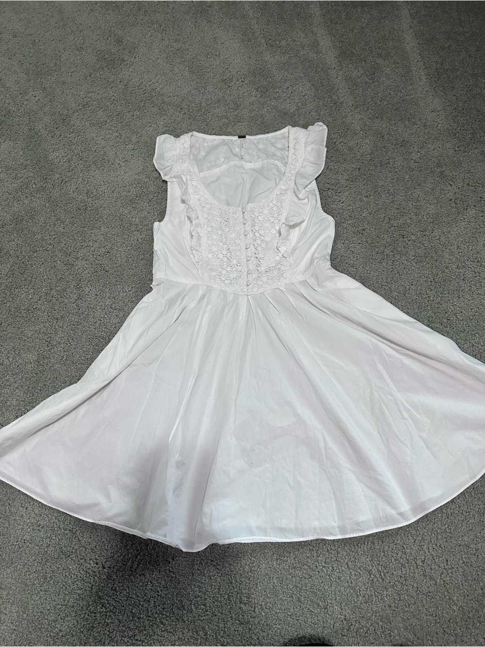 Free People White Embroidered Ruffle Sundress